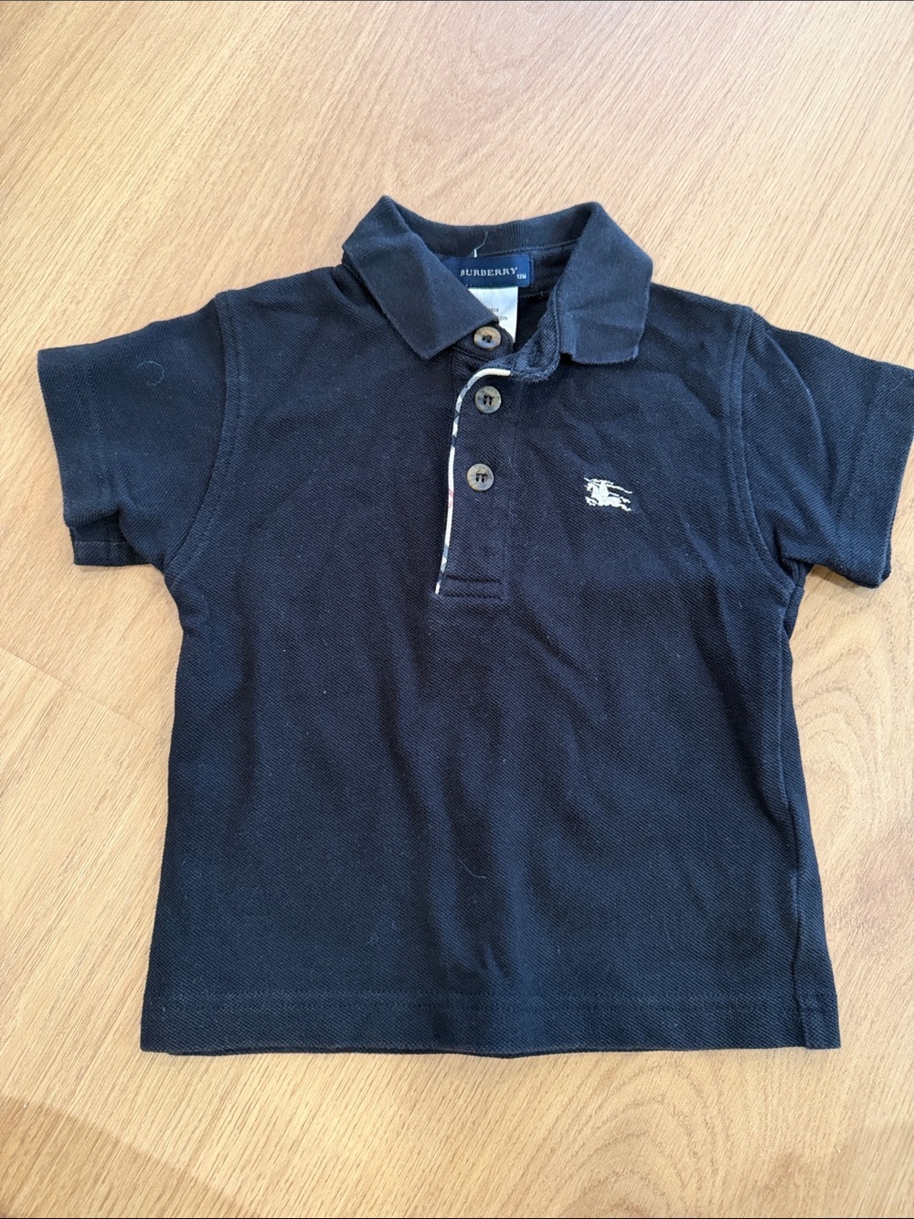 Burberry Kids Navy Polo with Embroidered Equestrian Logo